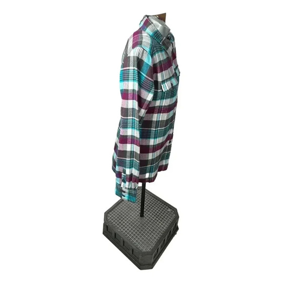 Patagonia Flannel Shirt Womans Plaid Purple  Grey Cream - Picture 5 of 8